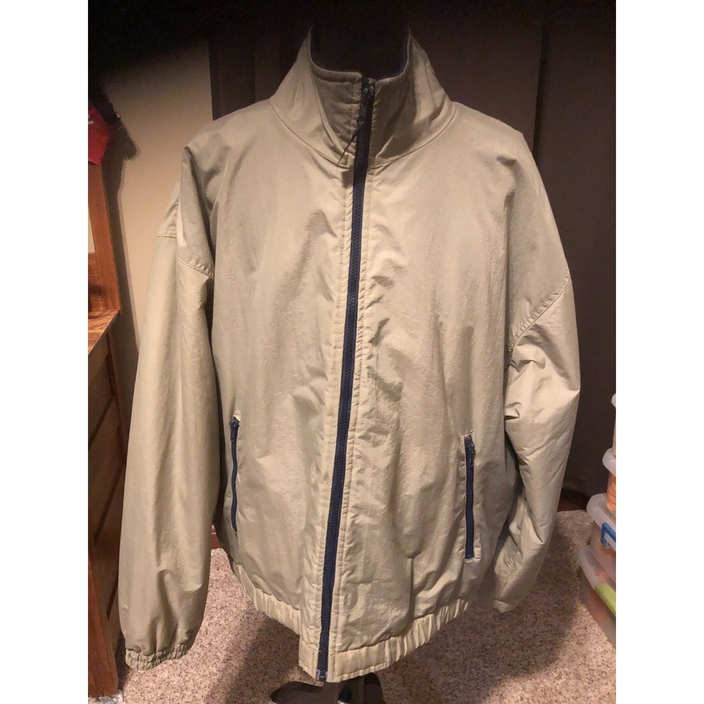 Catalina Bomber Jacket Beige/Tan Nylon Coat Outdoors Casual Lined Men's Size L